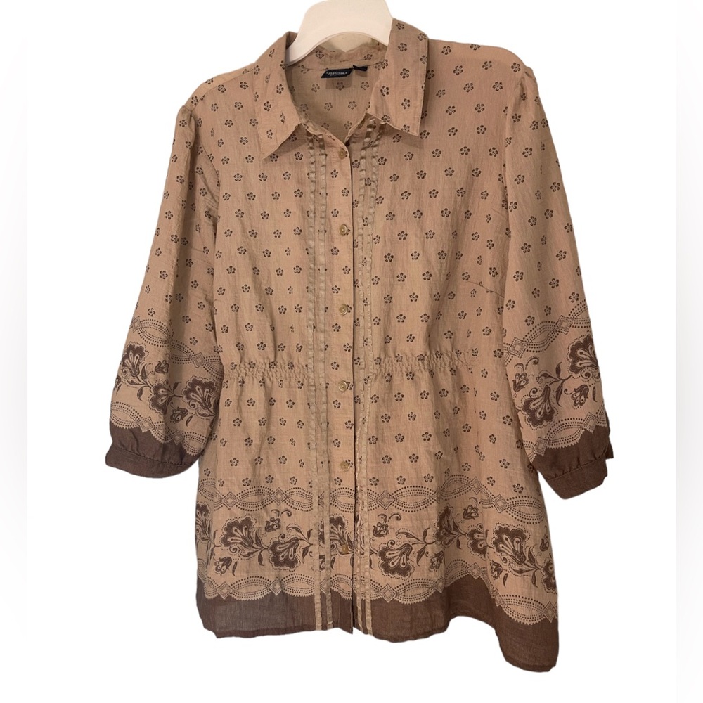Sonoma light brown floral print size 1X